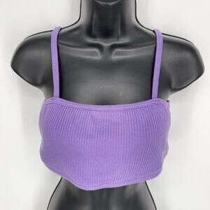 DONNI. Butter Bandeau Top NWT Sz XL Purple Rib Knit Spaghetti Straps Soft